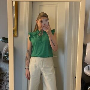 Adrianna Papell Green Polka Dot Blouse